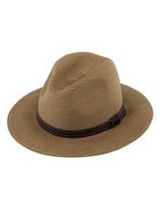 Letní Fedora klobouk s koženým páskem - Fiebig Cognac