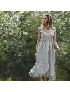 Le-Mi (česká autorská móda) Režné šaty zdobené krajkou