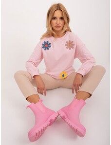 Dámská mikina s aplikací květů Italy Fashion růžová