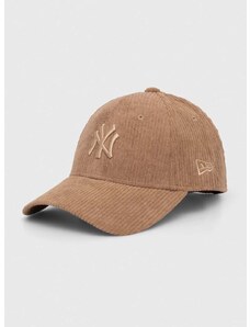 Manšestrová kšiltovka New Era hnědá barva, s aplikací, NEW YORK YANKEES