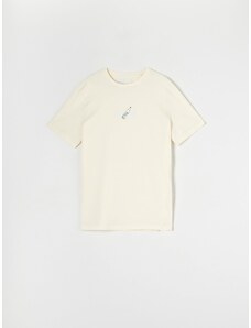 Sinsay - Bavlněné tričko - krémová