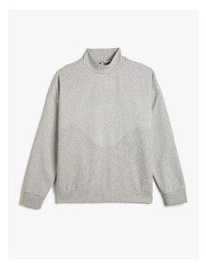 Koton Stand Collar Sweatshirt Textured Long Sleeve