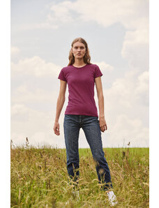 Iconic Burgundy Women's T-shirt in combed cotton Fruit of the Loom