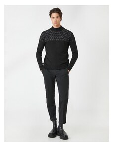 Koton Knitwear Sweater Half Turtleneck Houndstooth Detailed