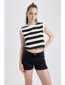 DEFACTO Fitted Patterned Cotton Crop Top