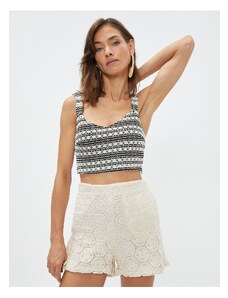 Koton Melis Agazat X Cotton - Crochet Mini Shorts with Pockets