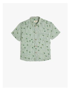Koton Short Sleeve Shirt with Palm Pattern Detailed with One Pocket.