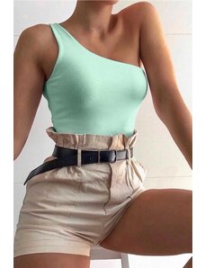 Madmext Mad Girls One Shoulder Green Strap Body Mg325