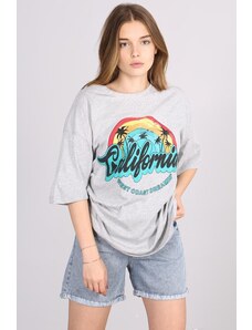 Madmext Mad Girls Gray Printed T-Shirt