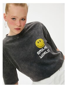 Koton Short Sleeve T-Shirt with a Printed Back Smileyworld  Licensed