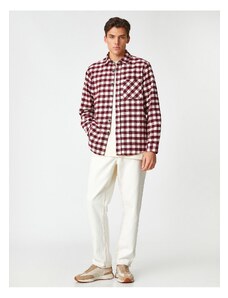 Koton Lumberjack Shirt Pocket Detailed Classic Collar Long Sleeve