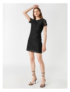 Koton Lace Mini Dress Scoop Neck Short Sleeves