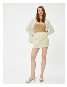 Koton Linen Mini Skirt with Cargo Pocket