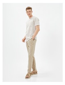 Koton Pants with Elastic Waist, Slim Fit, Buttoned, Pockets Viscose Blend.