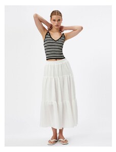 Koton Long Skirt with Elastic Waist, Ruffles Lined, Comfortable Cut.