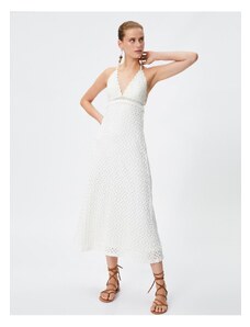 Koton Long Dress With Crochet Thin Straps Lined.