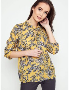 Yups Patterned blouse with stand-up collar yellow
