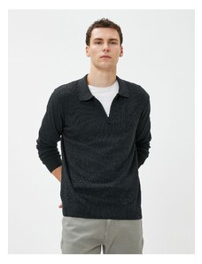 Koton Polo Neck Sweater Zippered, Slim Fit Long Sleeve