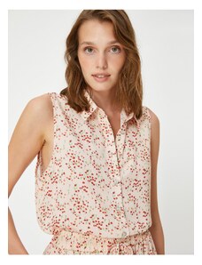 Koton Floral Shirt with Buttons, Sleeveless Viscose Blend