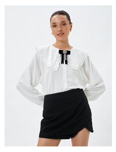 Koton Baby Collar Shirt with Balloon Sleeves and Buttoned Viscose