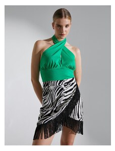 Koton Melis Ağazat X Cotton - Tasseled Wrapover Mini Skirt