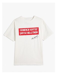 Koton T-Shirt Atatürk Signature Print Short Sleeve Cotton