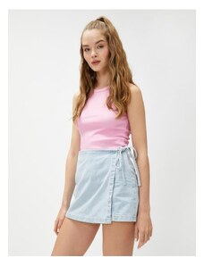 Koton Denim Shorts Skirt Mini Tie Detail Cotton