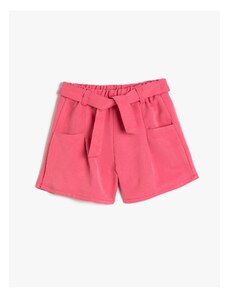 Koton Shorts With Belt Detailed Pockets, Elastic Waist Modal Fabric.