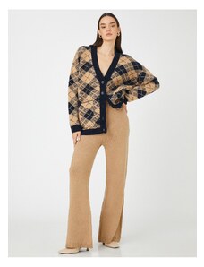 Koton pletené kalhoty široké nohavice elastický pas