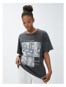 Koton Oversized T-Shirt Printed Crew Neck Short Sleeve Cotton