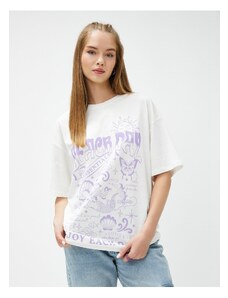 Koton Oversize T-Shirt Printed Short Sleeve Crew Neck Cotton