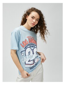 Koton Oversize T-Shirt College Printed Crewneck Short Sleeve Cotton