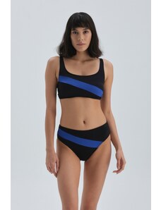 Dagi Black Blue Striped Prosthetic Bikini Bottom