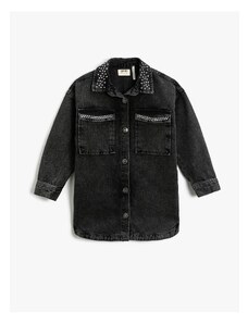 Koton Jeans Shirt Jacket Embroidered Cotton