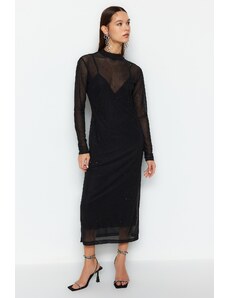 Trendyol Limited Edition Black Tulle Dress with Shiny Stones