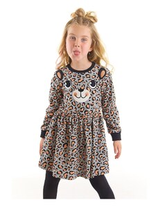 Denokids Leopard Patterned Gray Girls' Dress