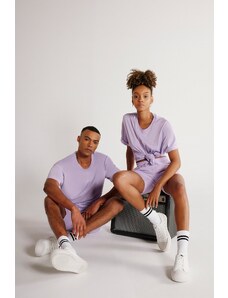 AC&Co / Altınyıldız Classics Unisex lila Oversize Loose Fit, tričko se kulatým výstřihem ze 100% bavlny.