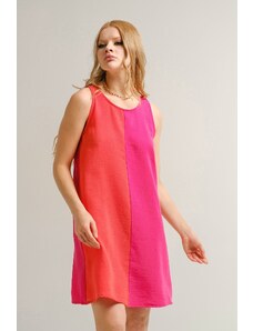 armonika Women's Orange Blocky Sleeveless Dress