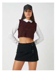 Koton Crop Sweater Shirt Patterned