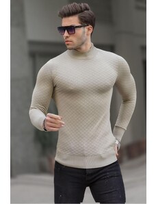 Madmext Men's Beige Turtleneck Knitwear Sweater 6857