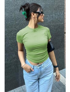 Madmext Green Crew Neck Basic Women's T-Shirt