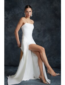 Trendyol Bridal White Straight Regular Woven Evening & Homecoming Dress