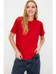 Trendyol Red 100% Cotton Basic Crew Neck Knitted T-Shirt