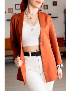 armonika Women's Tile Sleeve Leopard Patterned Single Button Jacket