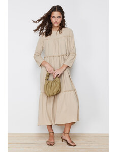 Trendyol Beige Piping Detailed Woven Dress