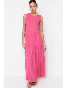 Trendyol Pink Shift/Straight Cut Maxi Sleeveless Woven Dress
