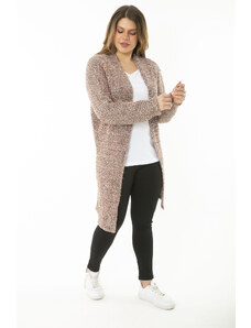 Şans Women's Plus Size Colorful Knitwear Thick Cardigan