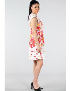 Şans Women's Plus Size Bone Flower Patterned Dress