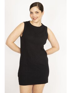 Şans Women's Black Plus Size Camisole Fabric Lycra Tank Top