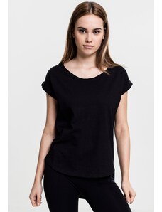 UC Ladies Dámské tričko s dlouhým zády ve tvaru Slub černé barvy